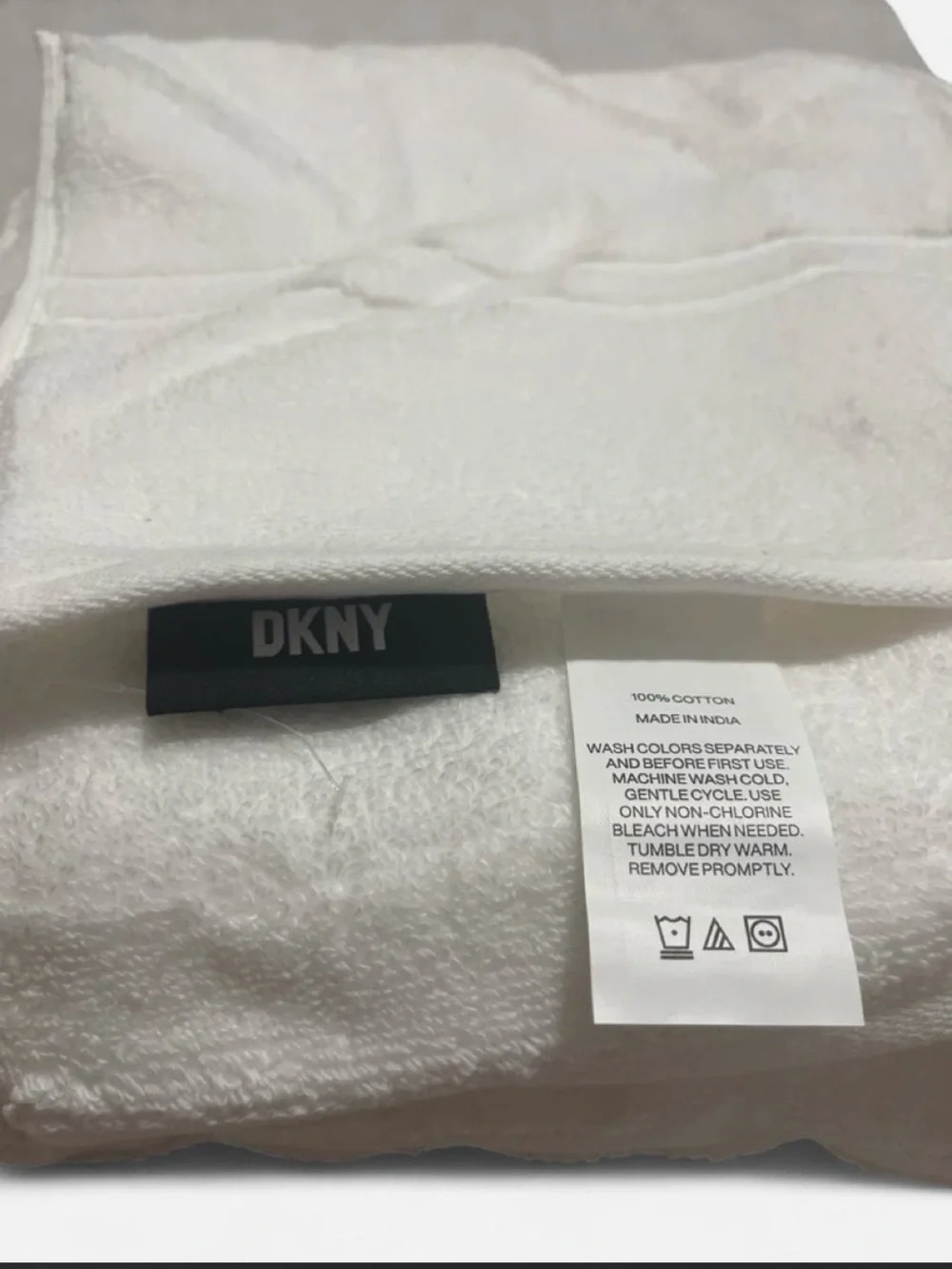 Dkny White Cotton Towel with OEKO-TEX Tag
